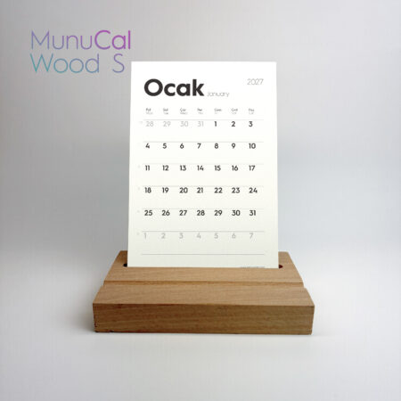 MunuCal Wood S - 2027 Ahşap Masa Takvimi