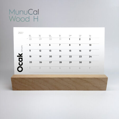 MunuCal Wood H - 2027 Ahşap Masa Takvimi