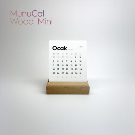 MunuCal Wood Mini - 2027 Ahşap Masa Takvimi