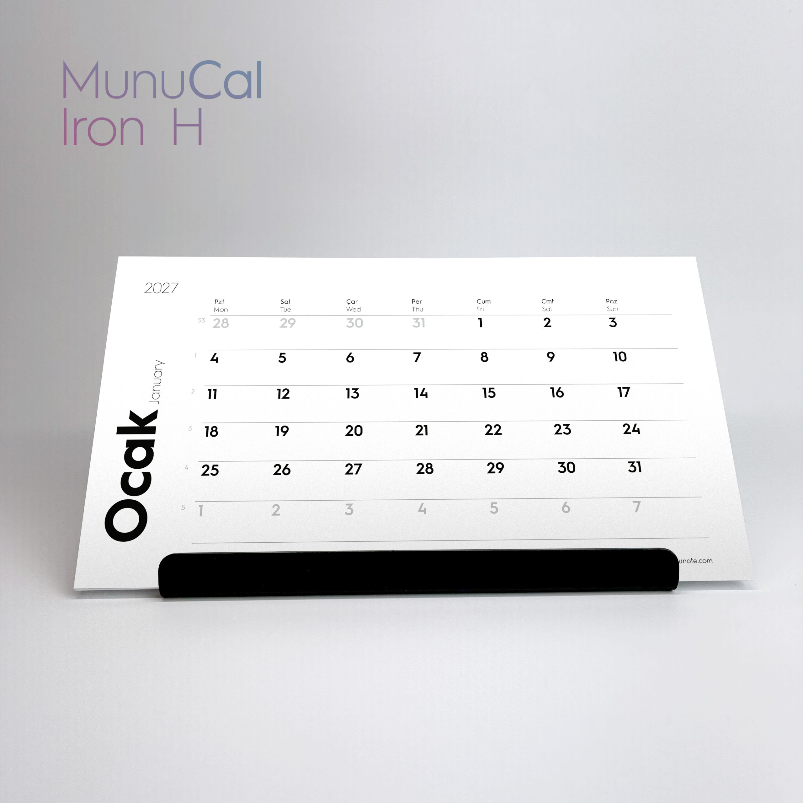MunuCal Iron H - 2027 Metal Masa Takvimi
